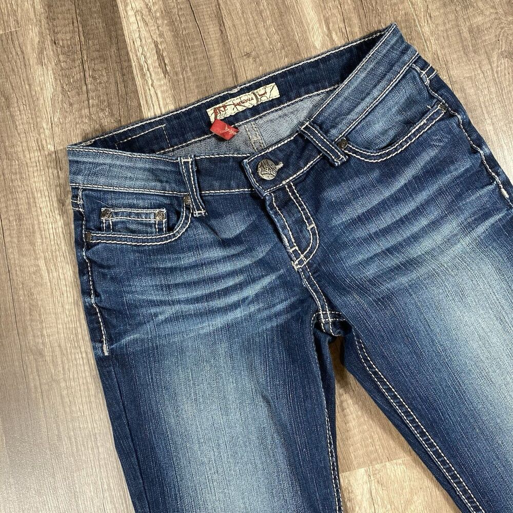 BKE Denim Sabrina 27 Boot Women Stretch Low Rise Blue Jeans Flip Pocket 28x33.5 - Picture 6 of 9